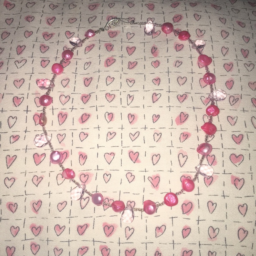 💕Unique Pink Pearl & Pear Drop Necklace💝